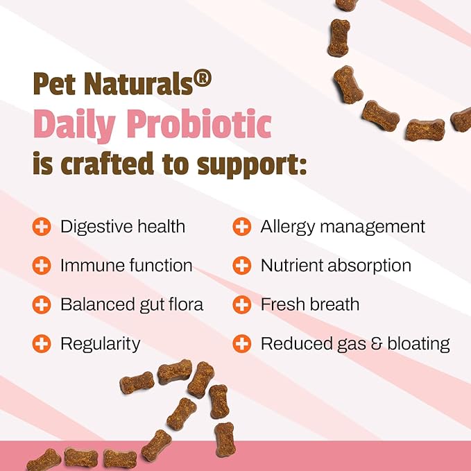 Pet Naturals Daily Probiotic for Dogs, 120M CFUs - Pre and Probiotics for Dogs Digestive Health, Gut Health, Immune Support, Diarrhea, Allergies and Itching - 60 Chews, Duck Flavor