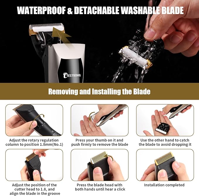 BESTBOMG Professional Dog Grooming Clippers for Thick Heavy Coats,3-Speed Low Noise High Power Rechargeable LED Display Cordless Pet Shaver with Waterproof Dog Shaver for Small & Large Dogs Cats