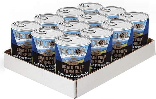 Victor Super Premium Dog Food – Grain Free – Beef and Vegetables Cuts in Gravy – Canned Wet Adult Dog and Puppy Food - All Breed Sizes, 12 x 13.2 oz Cans