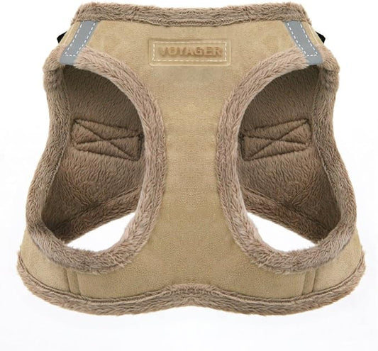 Voyager Step-In Plush Dog Harness – Soft Plush, Step In Vest Harness for Small and Medium Dogs by Best Pet Supplies - Harness (Latte Suede), XS (Chest: 13 - 14.5")