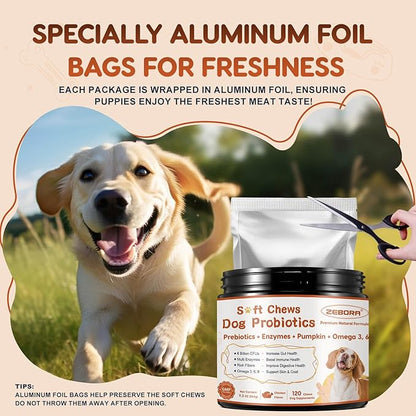 Probiotics for Dogs Dog Probiotics for Digestive Enzymes Health with pumpkin, Fish Oil, Enzymes, Supports Gut & Immune & Itchy - 106 Soft Chews