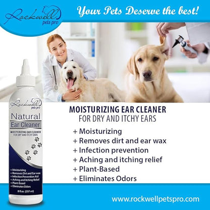 Ear Cleaner for Dogs Ear Cleaner Solution for Dog Ear Infection Treatment by Rockwell Pets Pro 8 fl oz