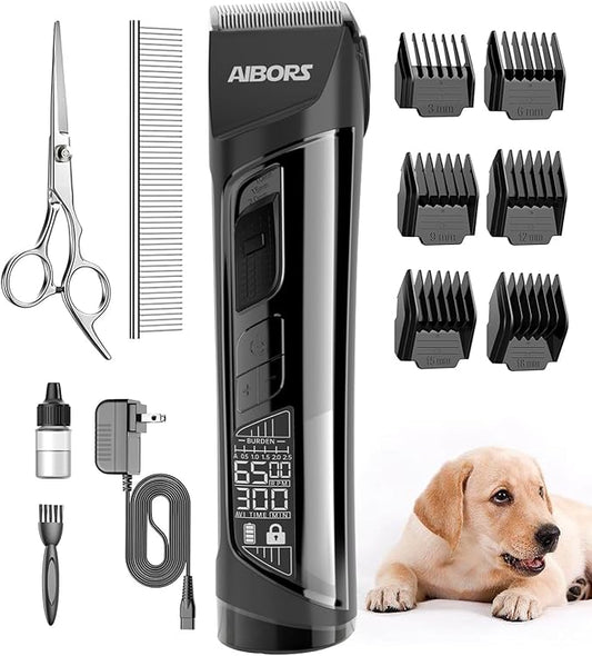 Dog Clippers for Grooming, 5-Speed Quiet High Power Dog Grooming Kit, Low Noise Rechargeable Cordless Electric Pet Hair Clipper Trimmer Shaver for Small Large Dogs Cats