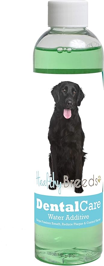 Healthy Breeds Dog Dental Care Water Additive for Flat Coated Retriever - Helps Freshen Breath, Reduce Plaque & Control Tartar - Mint Flavor - 8 oz