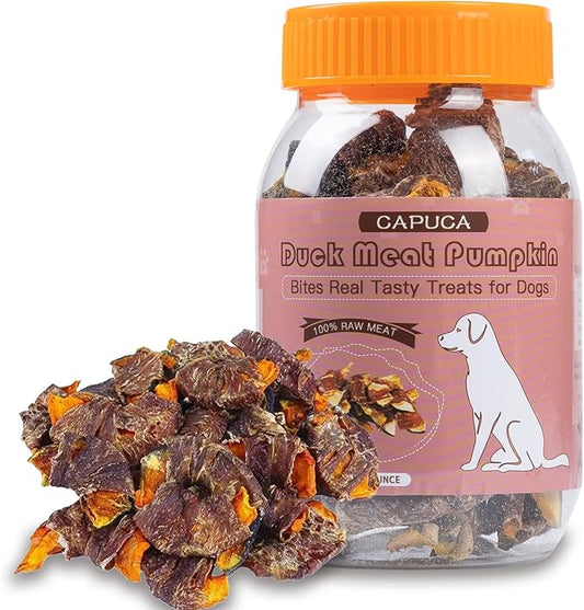 Duck Meat Pumpkin Dog Treats - Dog food Natural Chews Snacks Protein-Rich Real Meat Grain Free Healthy Pet Food for Training Small Medium Large Dogs (5 OZ)