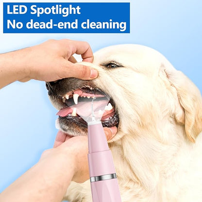 Dog Plaque Remover for Teeth,Pet Ultrasonic Tooth Cleaner,Teeth Cleaning Kit -Tartar Remover for Teeth Stains for Dogs and Cats (Pink)