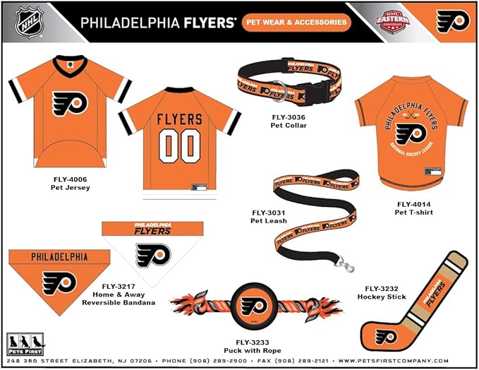 Pets First NHL Philadelphia Flyers Leash for Dogs & Cats, Medium. - Walk Cute & Stylish! The Ultimate Hockey Fan Leash!, Medium (4 ft Long x 0.62 in Width) (FLY-3031-MD)