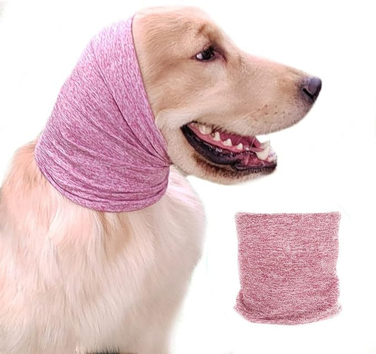 Quiet Ears for Dogs, No Flap Ear Wraps for Anxiety Relief& Calming Dogs, Dog Snood for Noise Protection Grooming, Neck and Ear Warm Ear Muffs for Cats&Dogs,Pink L