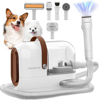 Dog Grooming Vacuum Kit, 3L Pet Grooming Vacuum with 7 Pet Grooming Tools, Dog Vacuum for Shedding Grooming at Home with Low Noise Electric Clipper and Brush, White