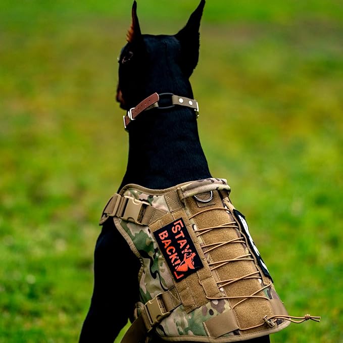 OneTigris STAY BACK Reflective Dog Patches, BARKING DOBIE Patch for Hook and Loop Patches Vests and Harnesses