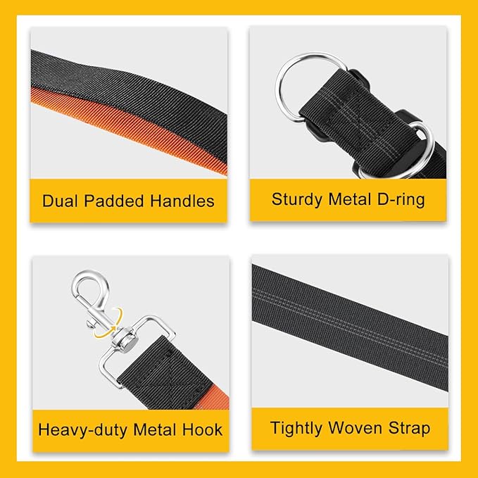 Pawaboo Hands-Free Dog Leash with Waist Belt, Elastic Dog Waist Leash with Wider Belt, Reflective Dog Running Belt Absorbing Shock, Durable Padded Handle Bungee Leash for Dogs (25-150 lbs, Black)