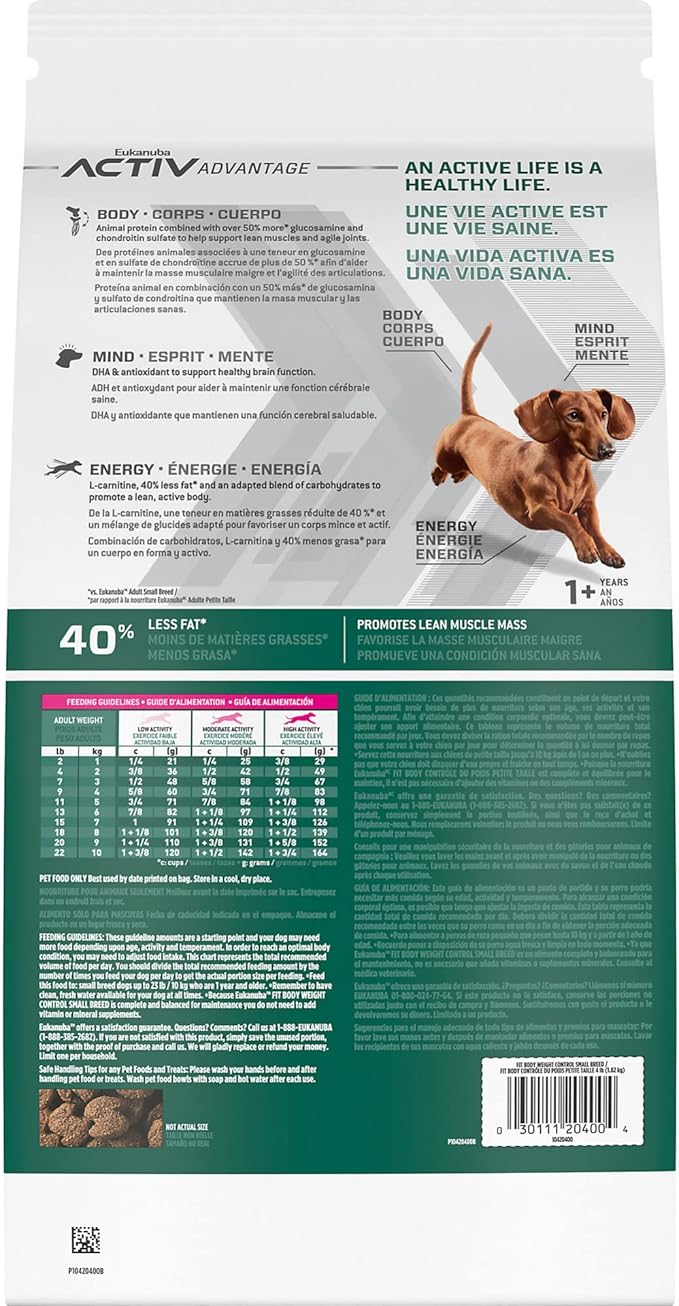 Eukanuba Fit Body Weight Control Small Breed Dry Dog Food, 4 lb. Bag