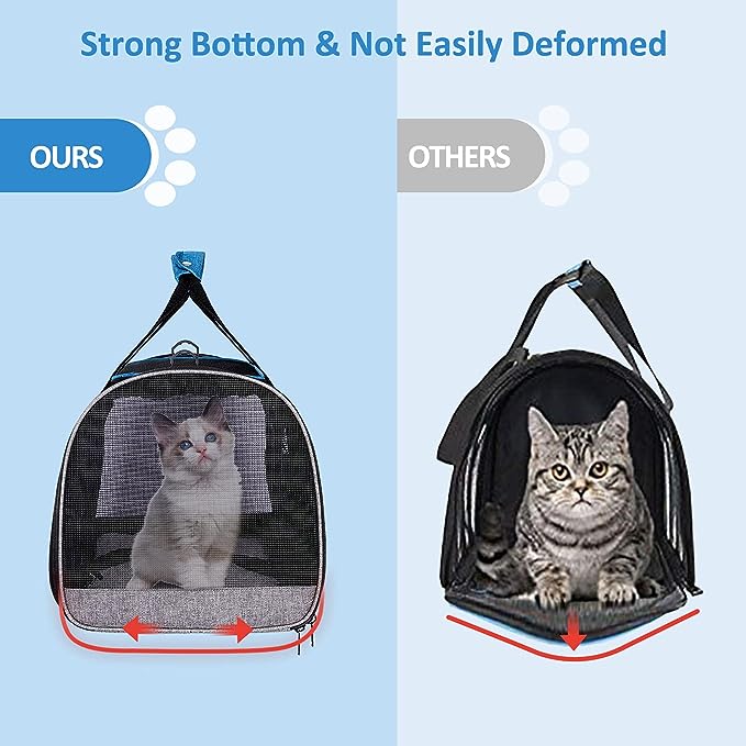 BurgeonNest Cat Carriers for Small Cats Under 15, Medium Cats Under 25 lbs Large Cats 20 lbs Soft Sided Pet Carrier with Unique Side Bag (Medium, Grey)