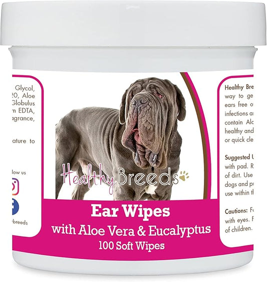 Healthy Breeds Neapolitan Mastiff Ear Cleaning Wipes with Aloe & Eucalyptus for Dogs 100 Count