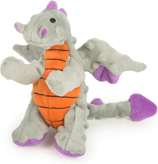 goDog Bubble Plush Dragons Squeaky Dog Toy, Chew Guard Technology - Gray, Small