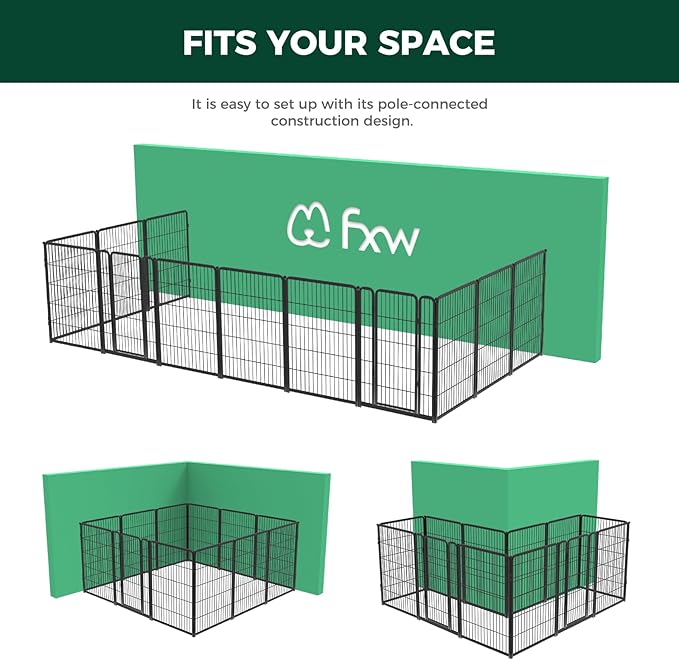 FXW Homeplus Dog Playpen Designed for Indoor Use, 40" Height for Large Dogs, Black│Patented