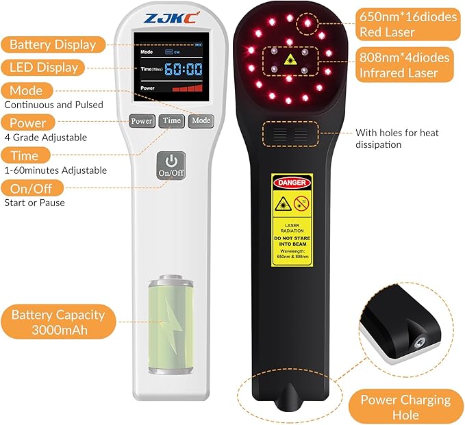 4x808nm+16x650nm Cold Laser Therapy Device for Pet Vet Animals Reduces Inflammation Red Light Therapy for Muscle & Joint Pain Relief Accelerate Healing, Infrared Light Therapy for Dogs Cat Horses