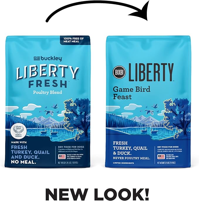 BIXBI Liberty Grain Friendly Dry Dog Food, Game Bird Feast Recipe, 22 lbs - Fresh Meat, No Meat Meal, No Fillers for Easy Digestion - USA Made