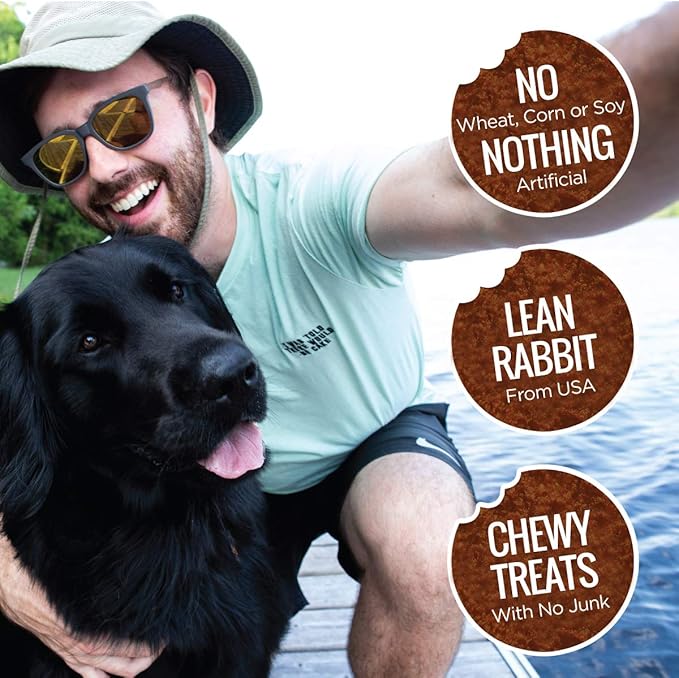 All Natural Dog Treats - Rabbit & Pumpkin - Training Treats for Dogs & Puppies with Allergies, Sensitive Stomachs - Soft Dog Treats, Grain Free, Chewy, Human-Grade, Made in USA - 5oz Bag