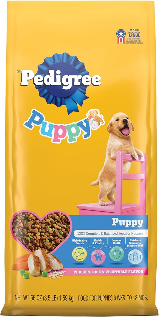 PEDIGREE Puppy Growth & Protection Dry Dog Food Chicken & Vegetable Flavor, 3.5 lb. Bag
