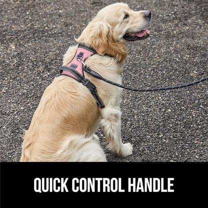 Gorilla Grip Comfortable Durable Dog Harness with Handle, Pet Leash Clips on Chest or Back for Walking, Padded Mesh Pets Vest, Adjustable Reflective Straps, Puppy Training, Pink