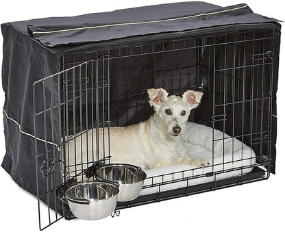 MidWest Homes for Pets iCrate Dog Crate Starter Kit | 30-Inch Dog Crate Kit Ideal for Medium Dog Breeds (weighing 26 - 40 Pounds) || Includes Dog Crate, Pet Bed, 2 Dog Bowls & Dog Crate Cover