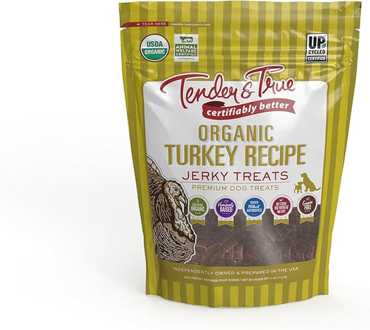 Tender & True Organic Turkey Jerky Treat, 4 oz bag