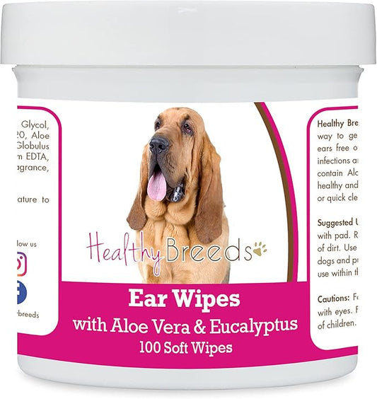 Healthy Breeds Bloodhound Ear Cleaning Wipes with Aloe & Eucalyptus for Dogs 100 Count
