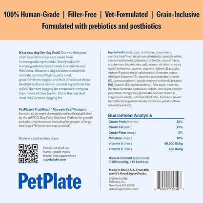 PetPlate FreshBaked Dry Dog Food Grain-Inclusive | Human Grade Dog Kibble | Vet Designed and Formulated with Prebiotics and Postbiotics | No Fillers or by-Products | 2lbs (Beef)