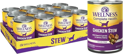 Wellness Thick & Chunky Natural Grain Free Canned Dog Food, Chicken Stew, 12.5-Ounce Can (Pack of 12)