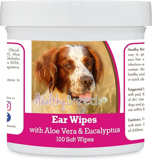 Healthy Breeds Irish Red and White Setter Ear Cleaning Wipes with Aloe & Eucalyptus for Dogs 100 Count