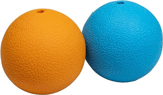 Amazon Basics Squeaker Toy Dog Balls, 3-Inch, 2-Pack, Blue, Orange