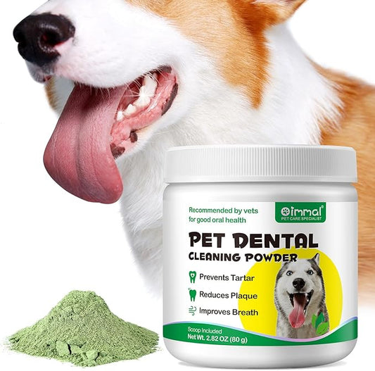 Dog Dental Care Powder,Dog Teeth Cleaning Powder,Dog Plaque and Tartar Remover and for Bad Breath,Help Overall Dog Oral Care,Ideal for Mouth, Teeth and Gum Health