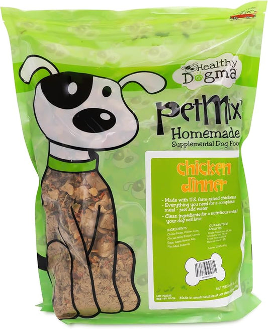 Healthy Dogma - PetMix Dehydrated Dog Food for Allergies - Grain Free, Freeze Dried, Raw, Homemade Dog Food (Chicken Dinner, 10 lbs)