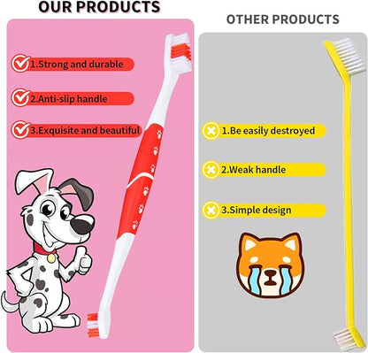 4 PCS Dog Toothbrush, Double Headed Pet Toothbrush with Soft Bristles, Easy Teeth Cleaning, Dog Dental Care for Puppies, Cats and Small Pets, Toothbrush in Bulk Individual Polybag(Mix)