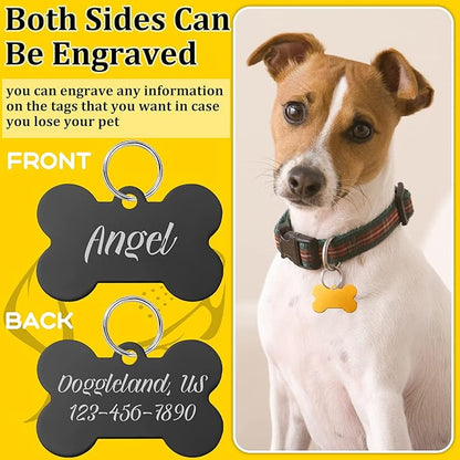 20 Pieces Colorful Aluminum Pet Id Tags Set with Keyrings Stamped Pet Blank Tags Round Bone Shape Dog Tags Personalized Engraved Pet Name Number Tags for Cat Puppy Kitten Pets, 10 Colors