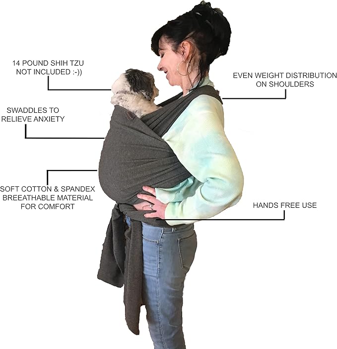 Pet Carrier Sling | Front | Adjustable Hands Free Front Facing Dog Pouch | Relieves Your Pet's Anxiety and Stress