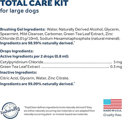 Fresh Breath Certified Wellness Collection Vet Strength Total Care Kit for Large Dogs - Teeth Cleaning Kit - Removes Plaque & Tartar - Freshens Bad Dog Breath - Bonus Drops