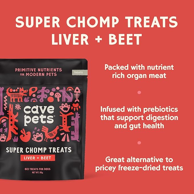 Super Chomp Treat, Grain-Free Dog Treat and Digestion Supplement for Dog Health, Liver & Beet