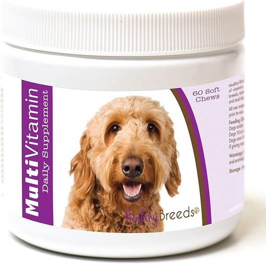 Healthy Breeds Goldendoodle Multivitamin for Dogs - Vet Recommended Daily Supplement - Bacon Flavored - 60 Soft Chews