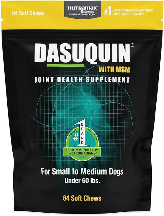 Nutramax Laboratories Dasuquin with MSM Joint Health Supplement for Small to Medium Dogs - With Glucosamine, MSM, Chondroitin, ASU, Boswellia Serrata Extract, and Green Tea Extract, 84 Soft Chews