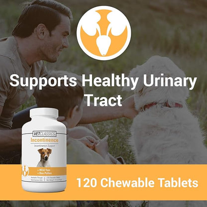 Vet Classics Bladder, Incontinence Support Dog Supplement – Supports Bladder Health for Dogs, Helps With Pet Incontinence – Includes Phytoestrogens, Botanicals – Chewable Tablets – 120 Ct.