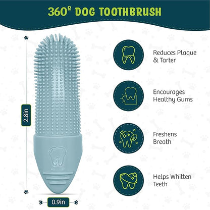 360º Dog Finger Toothbrush, Cat Toothbrush, Dog Tooth Brushing Kit, Dog Teeth Cleaning Kit, Dog Dental Care, for Use with Dog Toothpaste and Cat Toothpaste (2-Pack) (Blue)