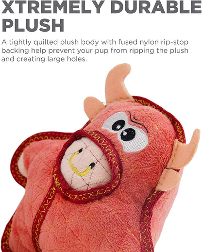 Outward Hound Xtreme Seamz Bull Squeaky Plush Dog Toy - Reinforced Dense Stuffing Plush Toy