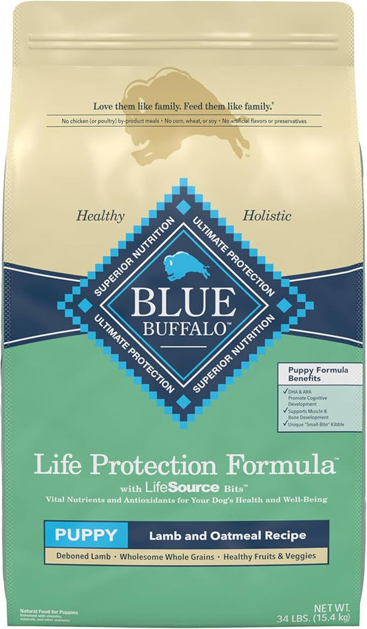 Blue Buffalo Life Protection Formula Natural Puppy Dry Dog Food, Lamb and Oatmeal 34-lb