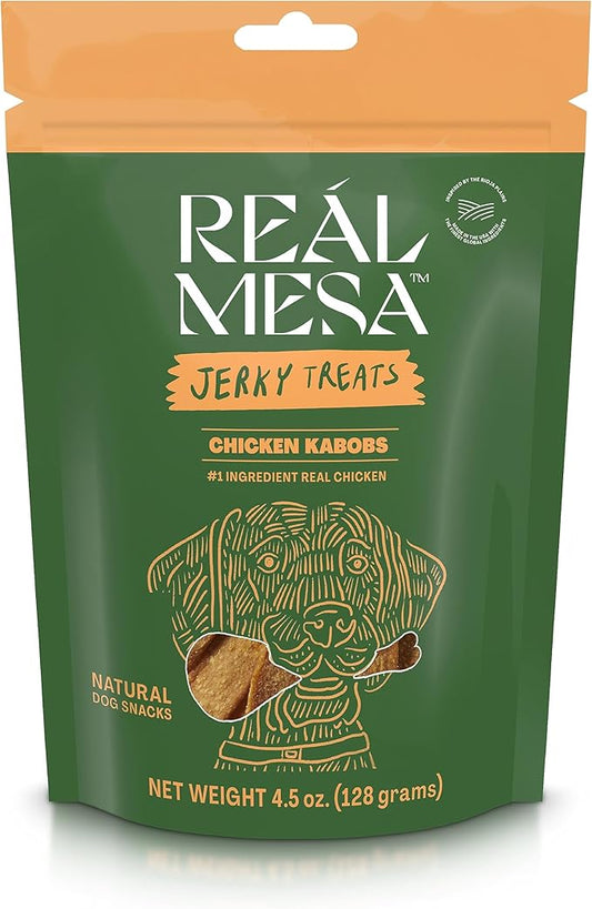 Real Mesa Chicken Kabob Treats for Dogs - Dog Jerky - All-Natural, High-Protein Chicken Dog Treats - Delicious & Healthy Dog Chicken Jerky Snacks (4.5oz)