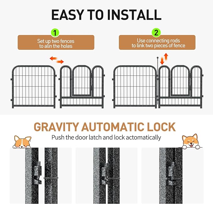 Metal Dog Playpen, 24 Inch Height 6 Panels, Ideal Dog Fence for Large/Medium/Small Dogs Indoor & Outdoor Bliss, Perfect Dog Pen for Camping, Yard, and RV | Black-Silver