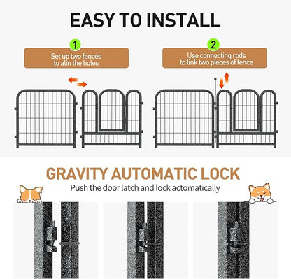Metal Dog Playpen, 24 Inch Height 6 Panels, Ideal Dog Fence for Large/Medium/Small Dogs Indoor & Outdoor Bliss, Perfect Dog Pen for Camping, Yard, and RV | Black-Silver