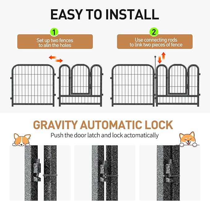 Dog Playpen 8/16 Panels 32" Height Heavy Duty Dog Fence Puppy Pen for Large Medium Small Dogs Indoor Outdoor Foldable Pet Exercise Pen