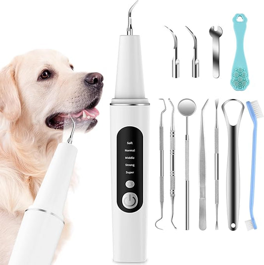 Dog Plaque Remover for Teeth, Dog Tooth Brushing Kit for Tartar, 5 Modes Pet Dog Teeth Cleaning, Dog Pet Puppy Dental Toothbrush Tool, Pet Teeth Cleaning Suitable for Dog/Cat